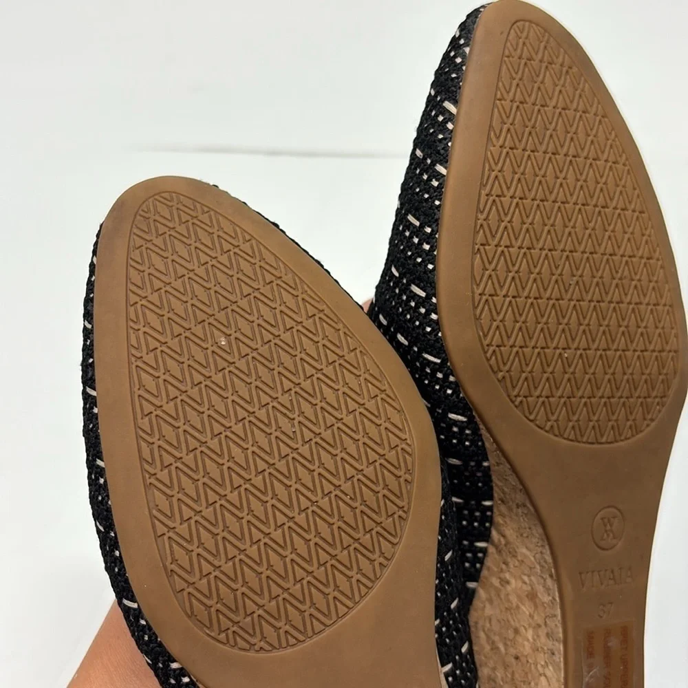 Vivaia Tamia Almond Toe Slingback Wedge Sandals Size EU 37 (US 6.5)